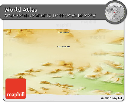 Physical 3D Map of the Area around 78° 56' 37" N, 13° 40' 30" E