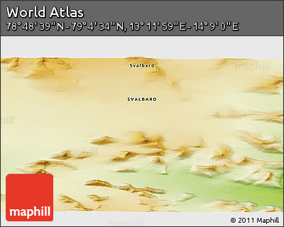 Physical 3D Map of the Area around 78° 56' 37" N, 13° 40' 30" E