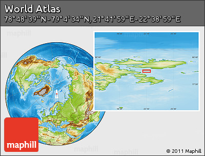 Physical Location Map of the Area around 78° 56' 37" N, 22° 10' 29" E