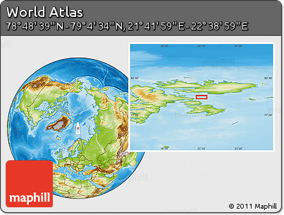 Physical Location Map of the Area around 78° 56' 37" N, 22° 10' 29" E