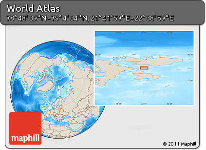 Shaded Relief Location Map of the Area around 78° 56' 37" N, 22° 10' 29" E