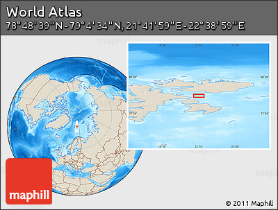 Shaded Relief Location Map of the Area around 78° 56' 37" N, 22° 10' 29" E