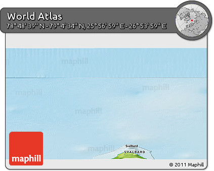 Physical 3D Map of the Area around 78° 56' 37" N, 26° 25' 29" E