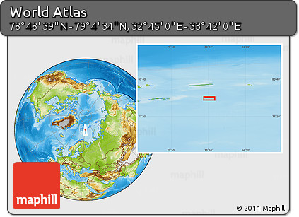 Physical Location Map of the Area around 78° 56' 37" N, 33° 13' 30" E