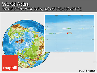 Physical Location Map of the Area around 78° 56' 37" N, 33° 13' 30" E