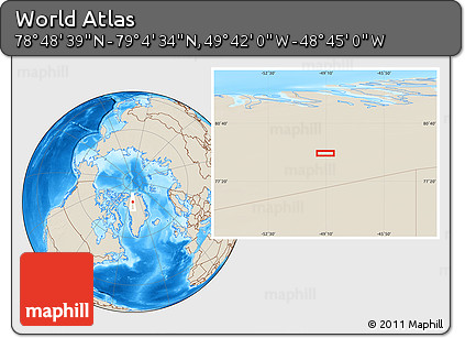 Shaded Relief Location Map of the Area around 78° 56' 37" N, 49° 13' 30" W