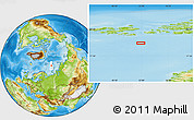 Physical Location Map of the area around 78° 56' 37" N, 51° 55' 29" E
