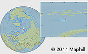 Savanna Style Location Map of the area around 78° 56' 37" N, 57° 1' 29" E, hill shading