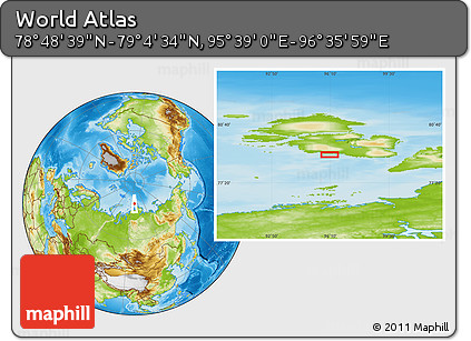 Physical Location Map of the Area around 78° 56' 37" N, 96° 7' 30" E