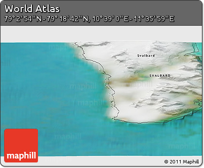 Satellite 3D Map of the Area around 79° 10' 48" N, 11° 7' 30" E