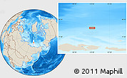 Shaded Relief Location Map of the area around 79° 10' 48" N, 143° 43' 29" E