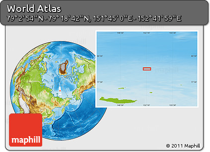 Physical Location Map of the Area around 79° 10' 48" N, 152° 13' 29" E