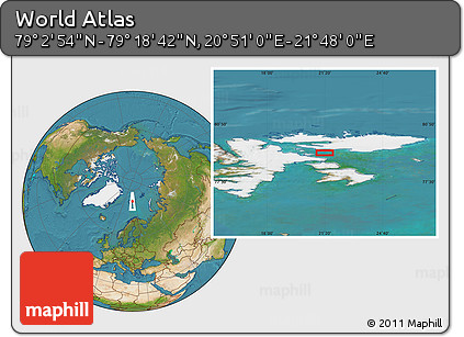 Satellite Location Map of the Area around 79° 10' 48" N, 21° 19' 30" E