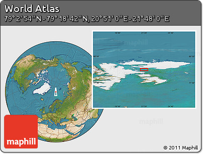 Satellite Location Map of the Area around 79° 10' 48" N, 21° 19' 30" E