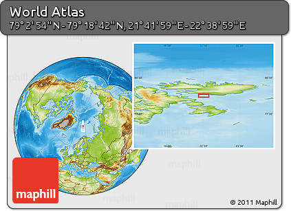 Physical Location Map of the Area around 79° 10' 48" N, 22° 10' 29" E