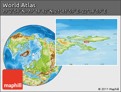 Physical Location Map of the Area around 79° 10' 48" N, 22° 10' 29" E