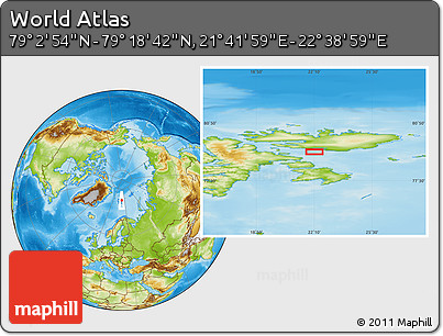 Physical Location Map of the Area around 79° 10' 48" N, 22° 10' 29" E