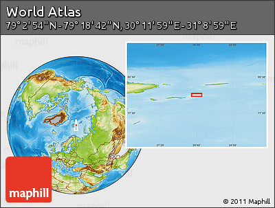Physical Location Map of the Area around 79° 10' 48" N, 30° 40' 29" E