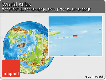 Physical Location Map of the Area around 79° 10' 48" N, 30° 40' 29" E