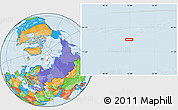Political Location Map of the area around 79° 10' 48" N, 51° 55' 29" E