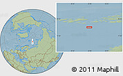 Savanna Style Location Map of the area around 79° 10' 48" N, 51° 55' 29" E, hill shading