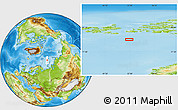 Physical Location Map of the area around 79° 10' 48" N, 52° 46' 29" E