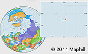 Political Location Map of the area around 79° 10' 48" N, 52° 46' 29" E