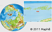 Physical Location Map of the area around 79° 10' 48" N, 54° 28' 30" E