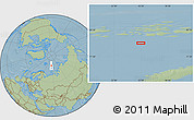 Savanna Style Location Map of the area around 79° 10' 48" N, 55° 19' 30" E, hill shading