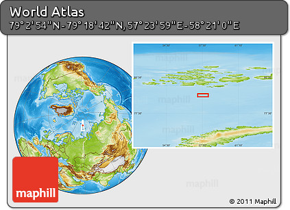 Physical Location Map of the Area around 79° 10' 48" N, 57° 52' 30" E