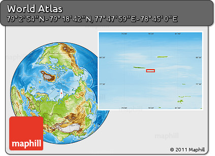 Physical Location Map of the Area around 79° 10' 48" N, 78° 16' 30" E