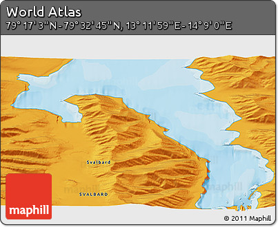 Political 3D Map of the Area around 79° 24' 54" N, 13° 40' 30" E