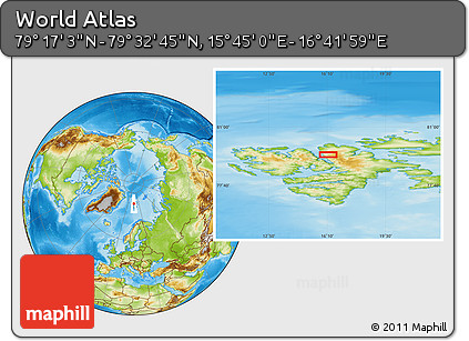Physical Location Map of the Area around 79° 24' 54" N, 16° 13' 30" E