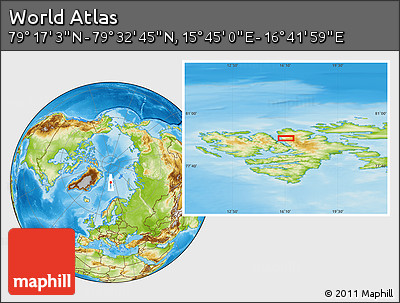 Physical Location Map of the Area around 79° 24' 54" N, 16° 13' 30" E