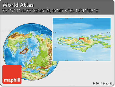 Physical Location Map of the Area around 79° 24' 54" N, 16° 13' 30" E