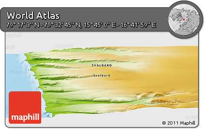 Physical Panoramic Map of the Area around 79° 24' 54" N, 16° 13' 30" E