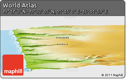 Physical Panoramic Map of the Area around 79° 24' 54" N, 16° 13' 30" E