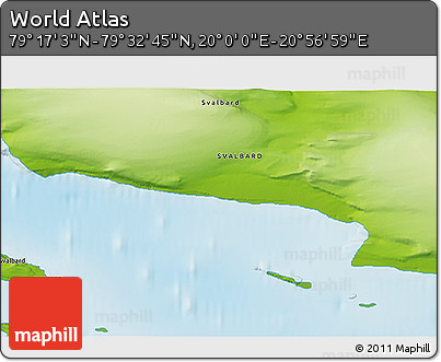 Physical 3D Map of the Area around 79° 24' 54" N, 20° 28' 30" E