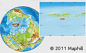 Physical Location Map of the area around 79° 24' 54" N, 49° 22' 30" E