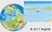 Physical Location Map of the area around 79° 24' 54" N, 51° 55' 29" E