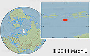 Savanna Style Location Map of the area around 79° 24' 54" N, 53° 37' 30" E, hill shading