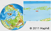 Physical Location Map of the area around 79° 24' 54" N, 54° 28' 30" E