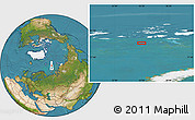 Satellite Location Map of the area around 79° 24' 54" N, 55° 19' 30" E
