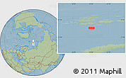 Savanna Style Location Map of the area around 79° 24' 54" N, 57° 52' 30" E, hill shading
