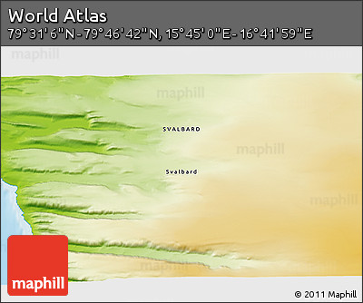 Physical 3D Map of the Area around 79° 38' 54" N, 16° 13' 30" E