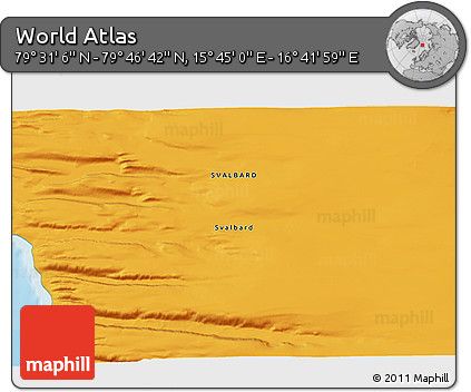 Political 3D Map of the Area around 79° 38' 54" N, 16° 13' 30" E
