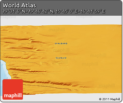 Political 3D Map of the Area around 79° 38' 54" N, 16° 13' 30" E