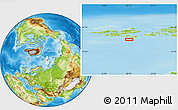 Physical Location Map of the area around 79° 38' 54" N, 50° 13' 30" E