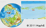 Physical Location Map of the area around 79° 38' 54" N, 53° 37' 30" E