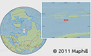 Savanna Style Location Map of the area around 79° 38' 54" N, 58° 43' 30" E, hill shading
